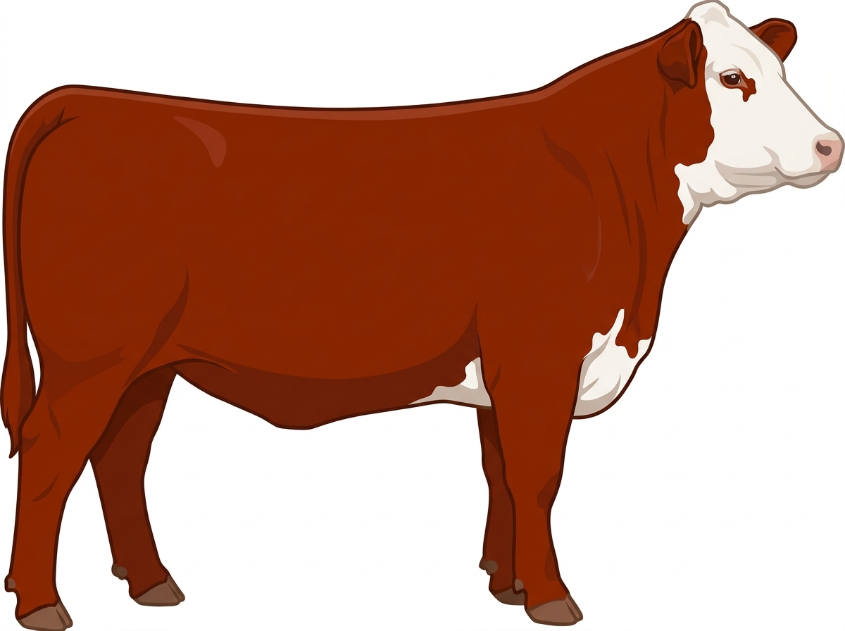 Red with a partial white face 1/2 Hereford Cross Cow