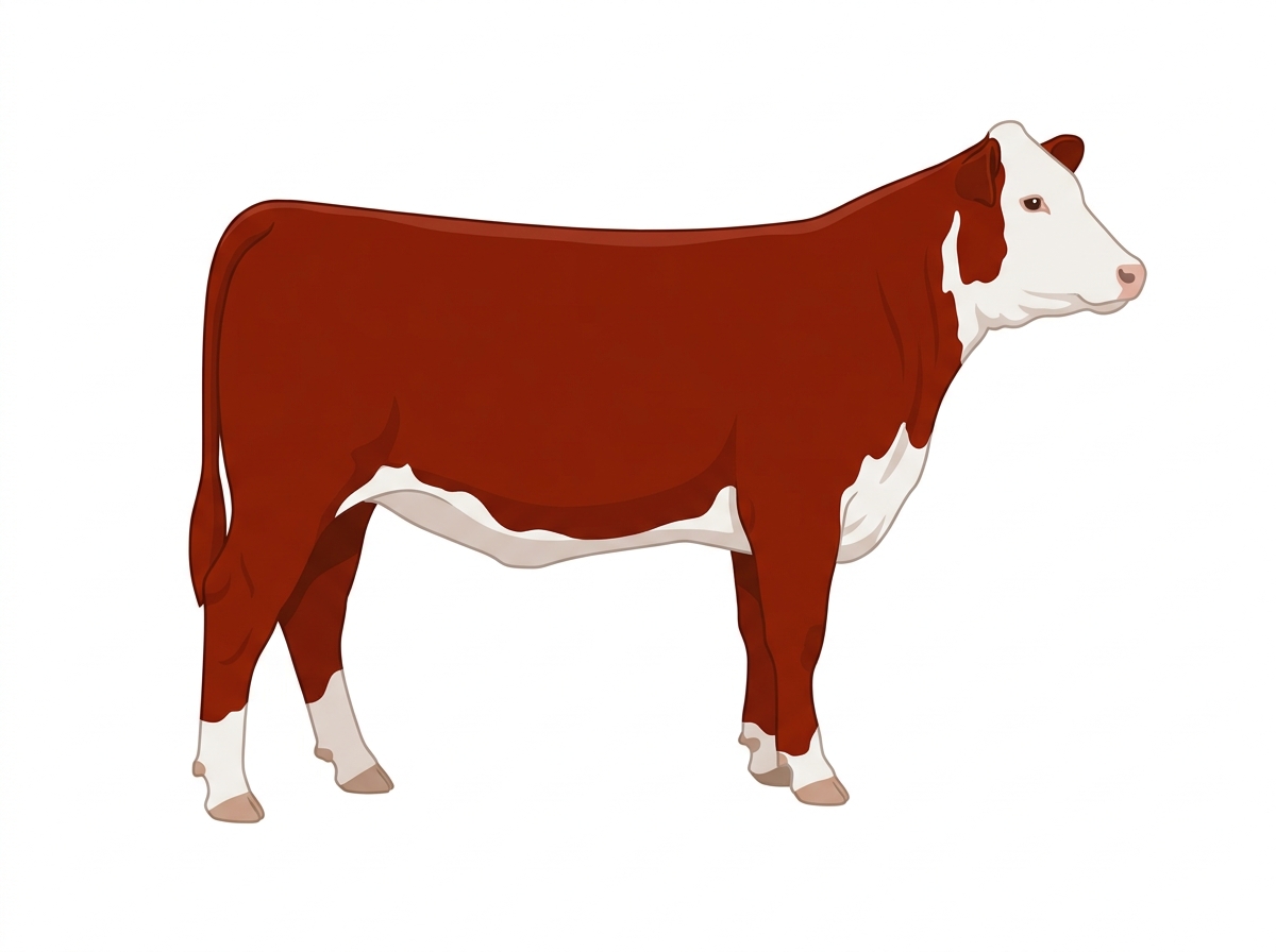 Red with a partial white face 1/2 Hereford Cross Heifer