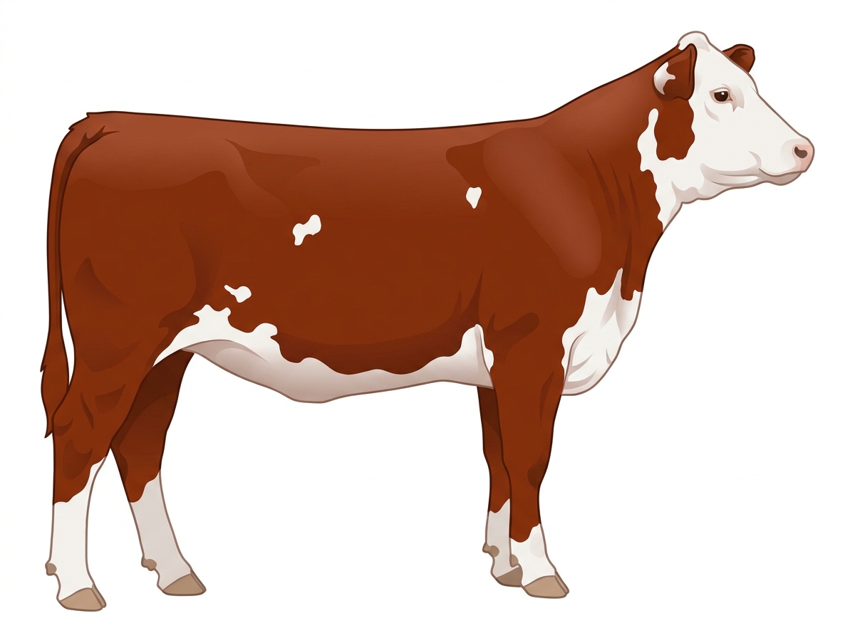 Red with a white face and a few white spots 1/2 Hereford Cross Heifer