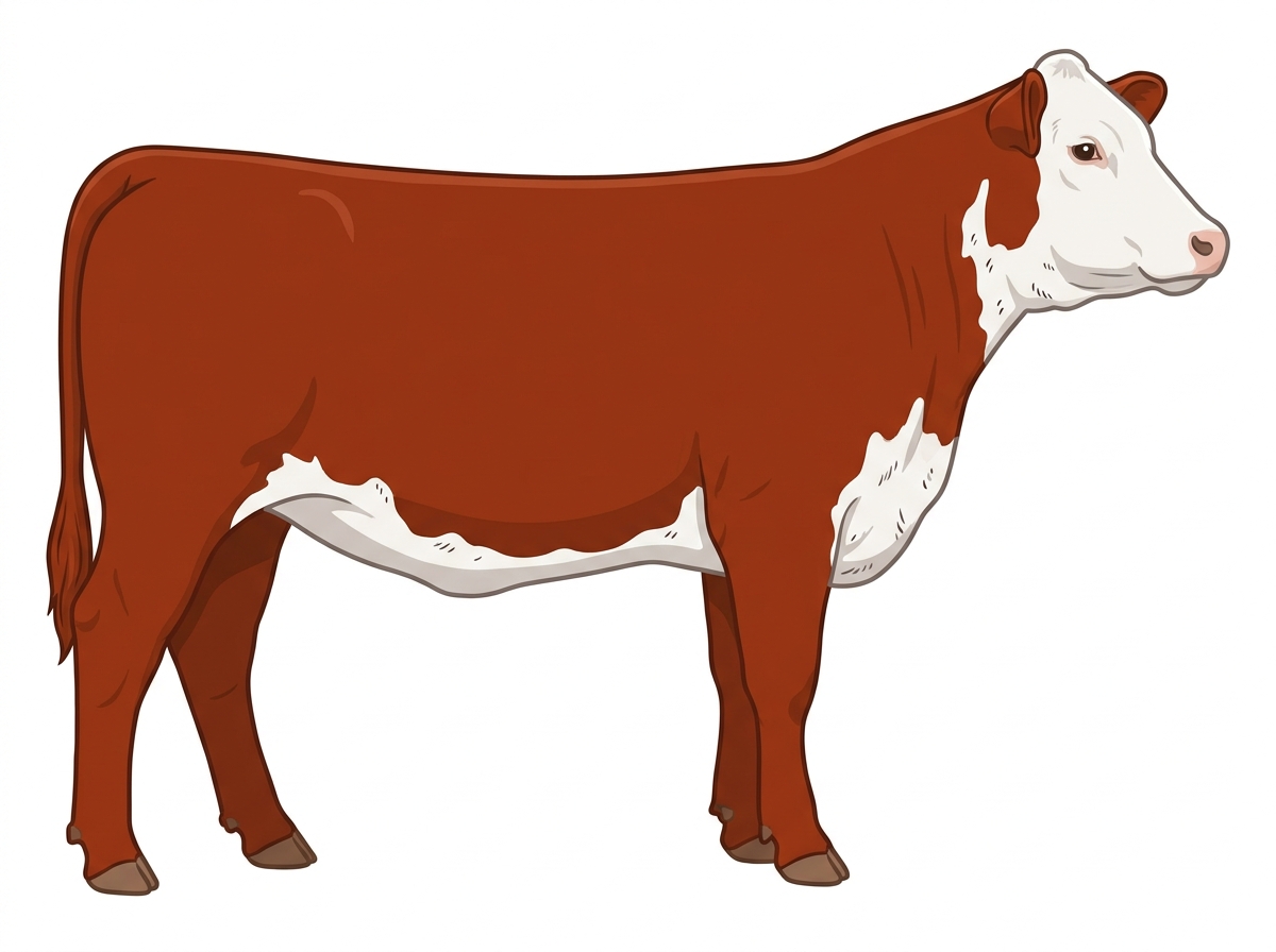 Red with a white face and ticking in the white 1/2 Hereford Cross Heifer