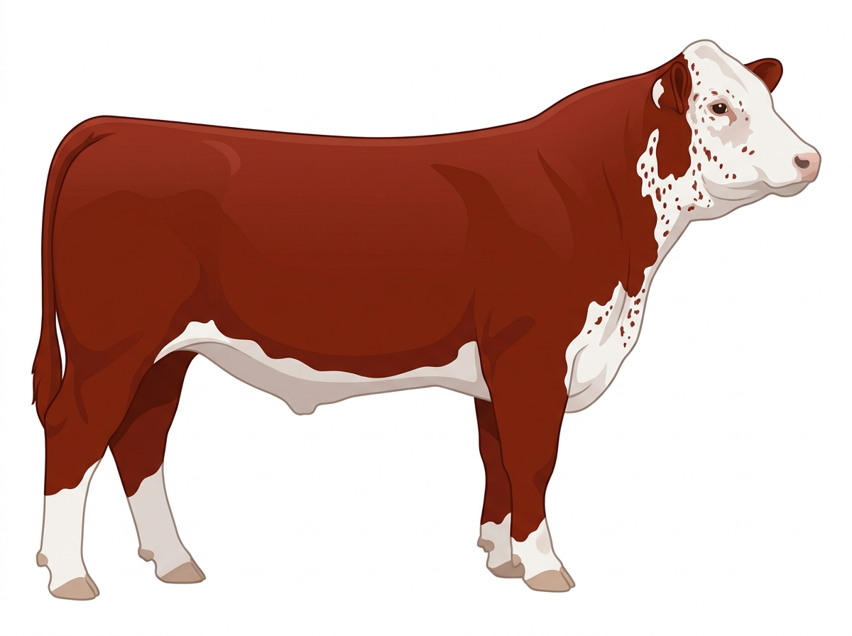 Red with a white face and ticking in the white 1/2 Hereford Cross Steer