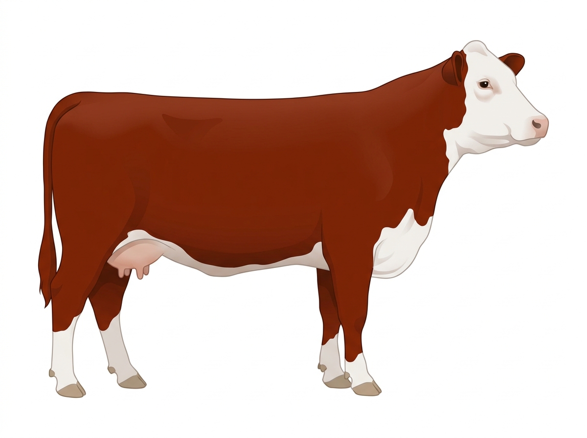 Red with a white face 1/2 Hereford Cross Cow