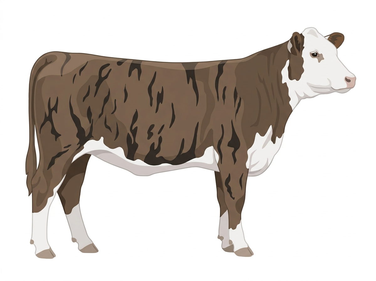 Smoky brindle with black stripes and a white face 1/2 Hereford Cross Heifer
