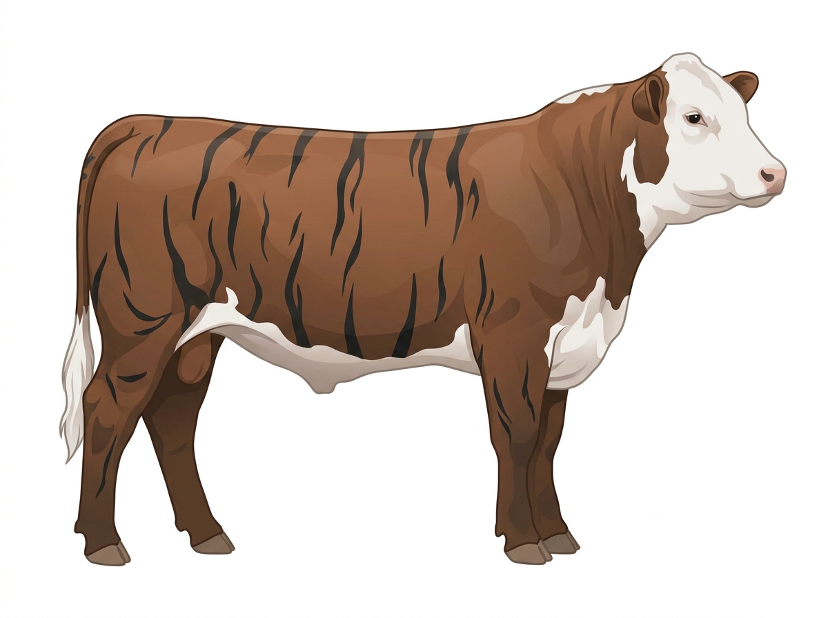 Smoky brindle with black stripes and a white face 1/2 Hereford Cross Steer