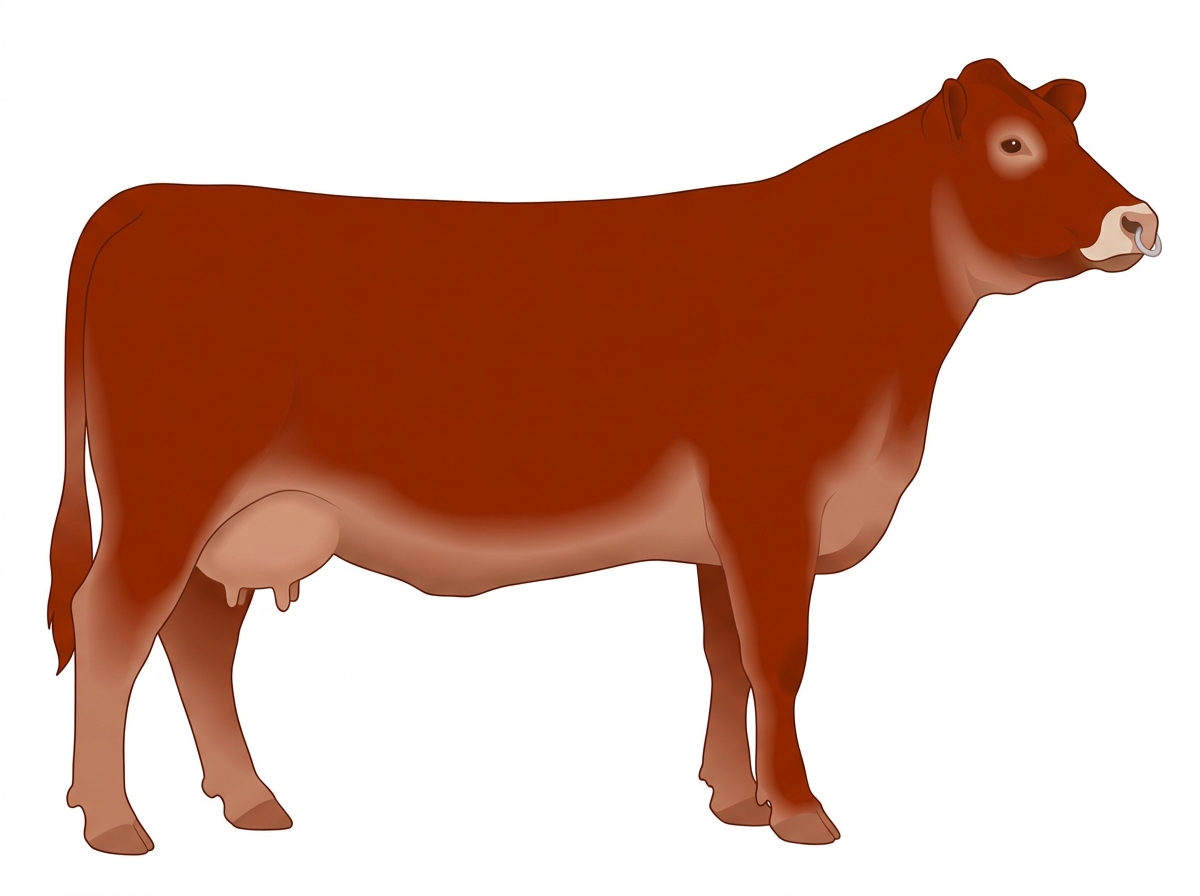 Red with a pale muzzle ring and lighter underline 1/2 Highlander 1/2 Limousin Cow