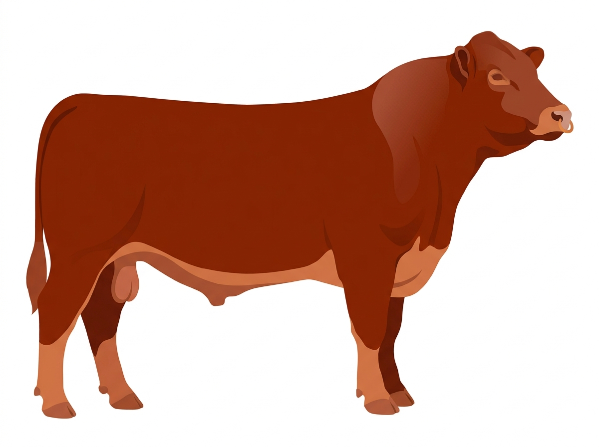 Red with a pale muzzle ring and lighter underline 1/2 Highlander 1/2 Red Angus Bull