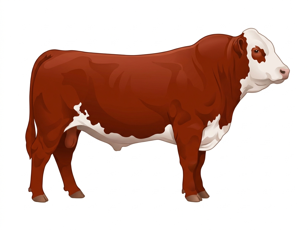 Red with a white face and white in large patches 1/2 Highlander 1/2 Simmental Bull