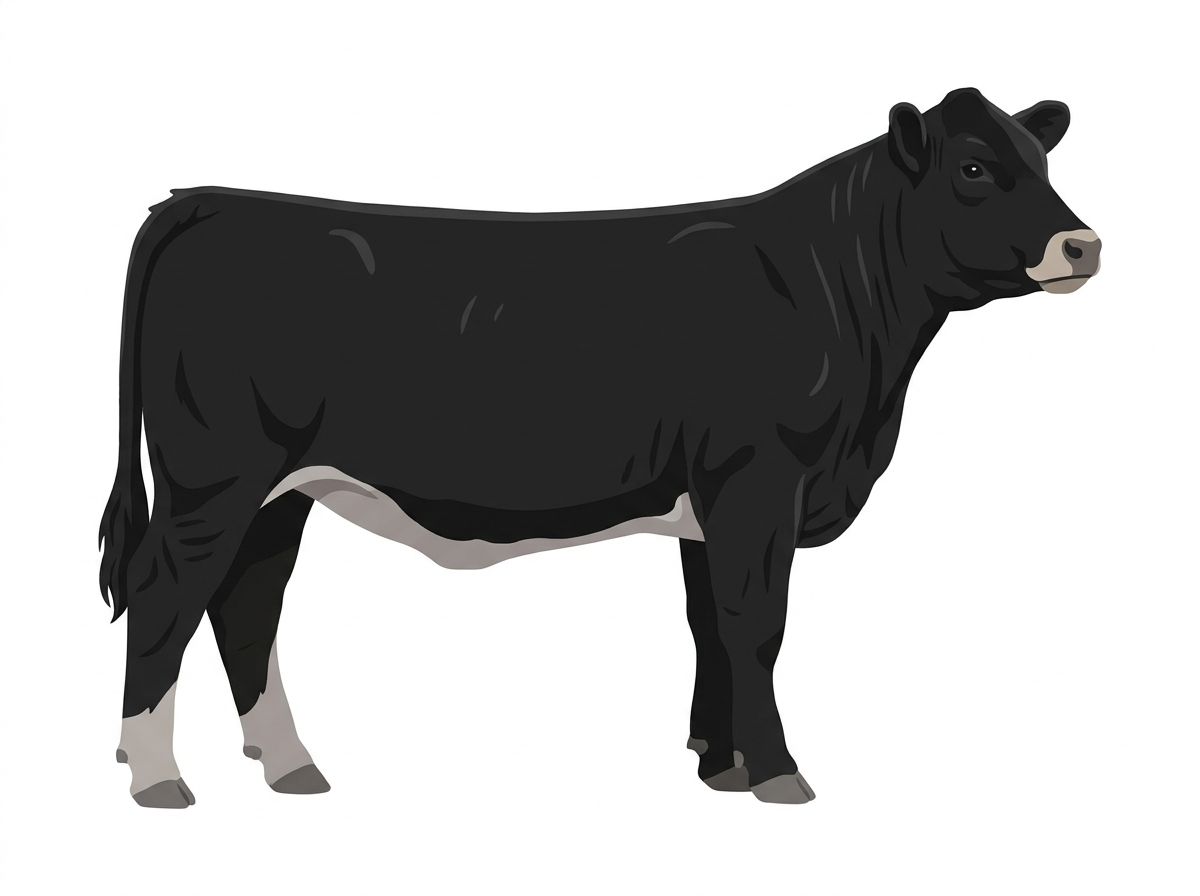 Black with a pale muzzle ring and lighter underline 1/2 Highlander Cross Heifer