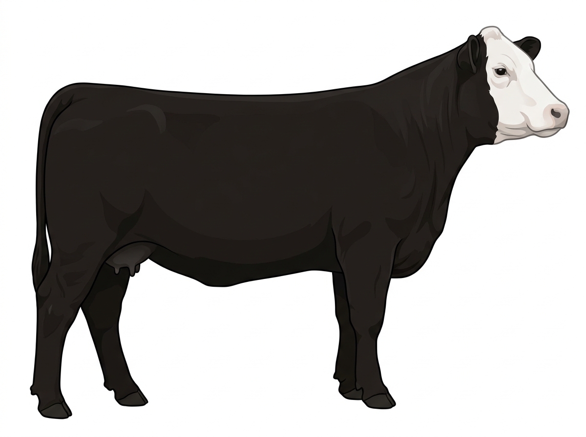 Black with a white face 1/2 Highlander Cross Cow