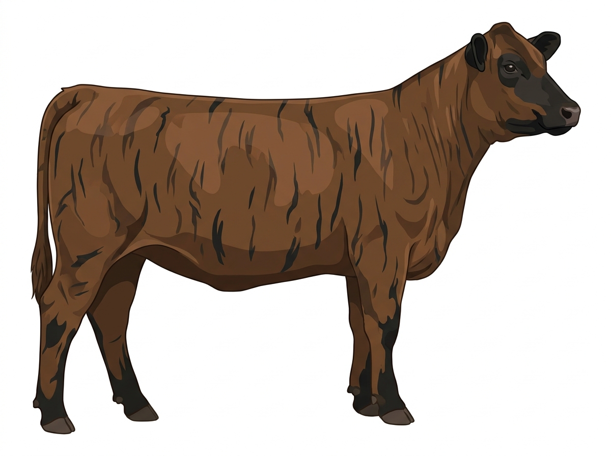 Brown brindle with black stripes and black points 1/2 Highlander Cross Heifer