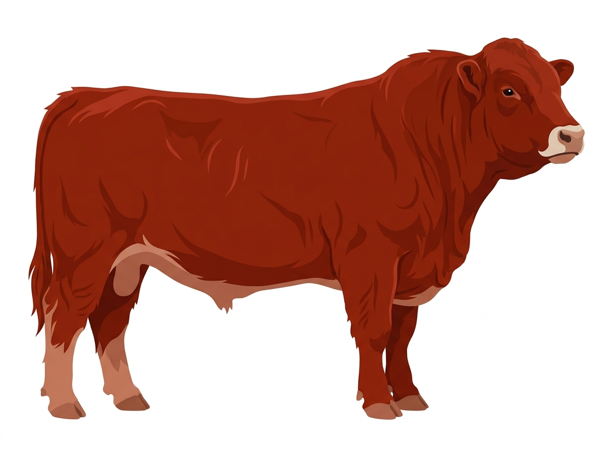 Red with a pale muzzle ring and lighter underline 1/2 Highlander Cross Bull