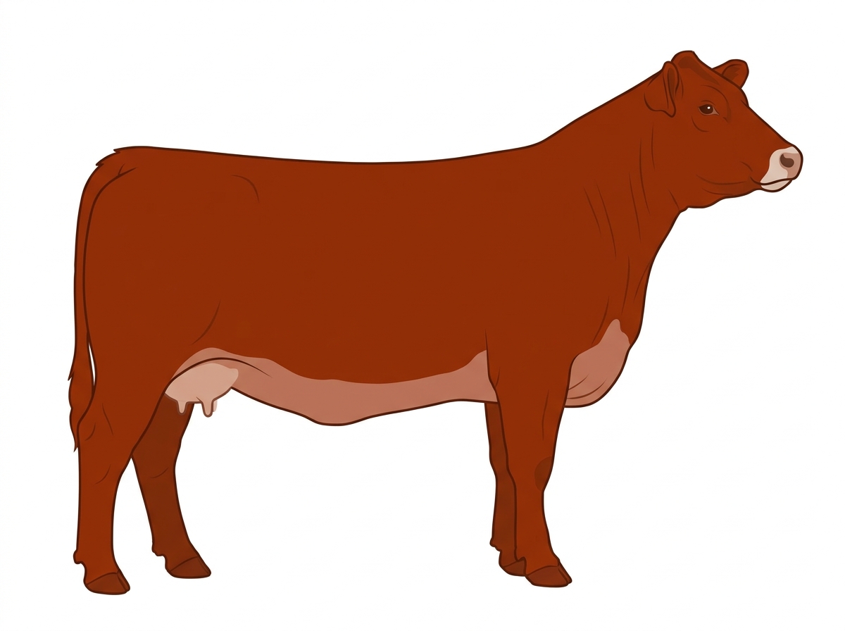 Red with a pale muzzle ring and lighter underline 1/2 Highlander Cross Cow