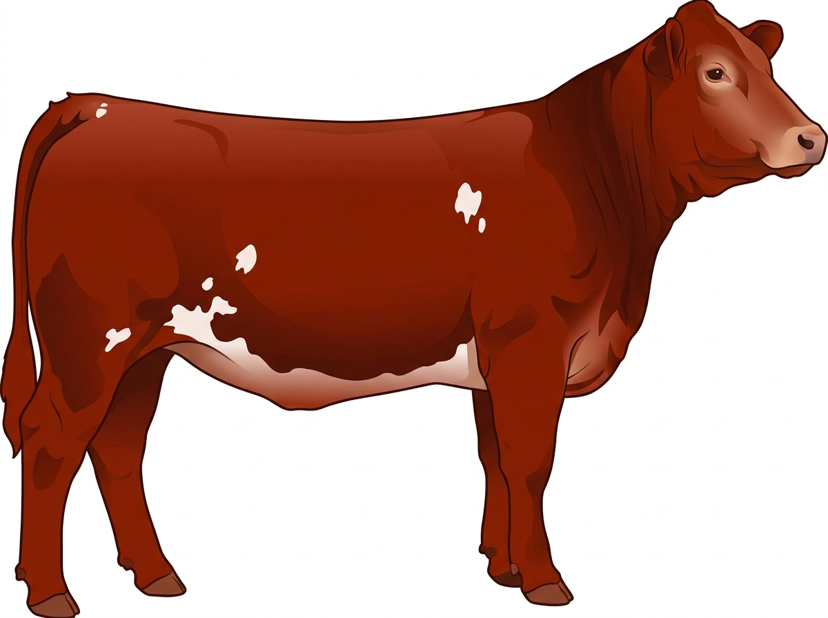 Red with a few white spots 1/2 Limousin 1/2 Simmental Heifer