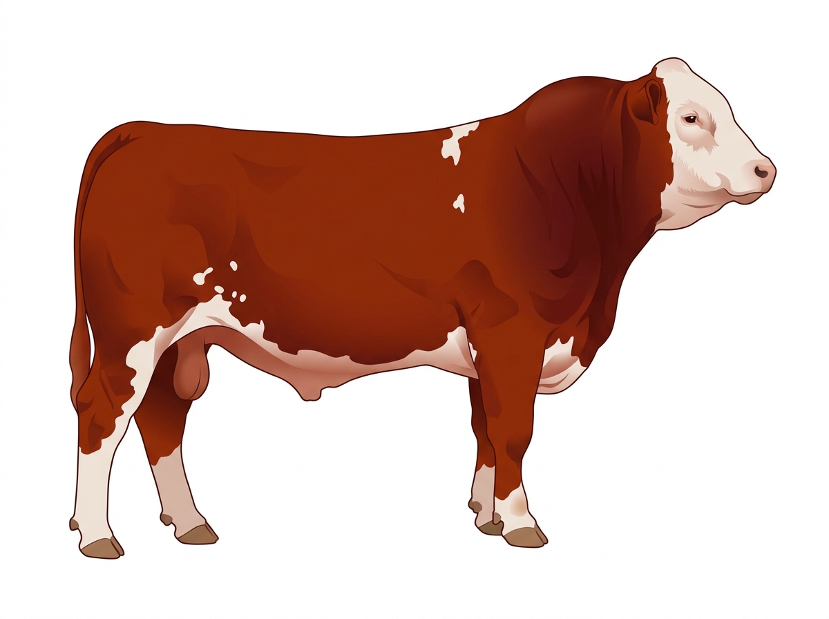 Red with a partial white face and a few white spots 1/2 Limousin 1/2 Simmental Bull