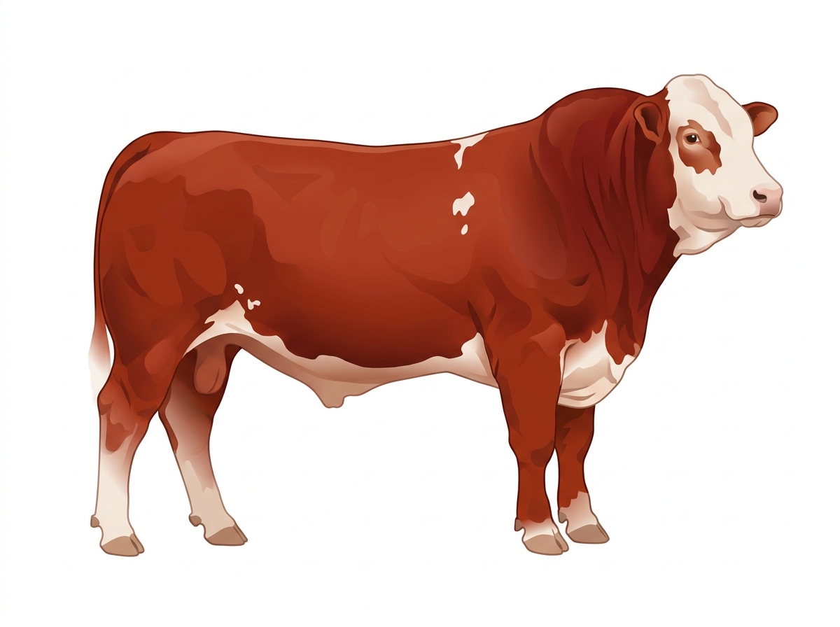 Red with a white face and a few white spots 1/2 Limousin 1/2 Simmental Bull