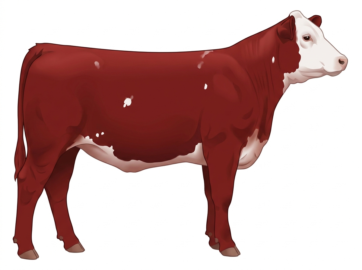 Red with a white face and a few white spots 1/2 Limousin 1/2 Simmental Heifer