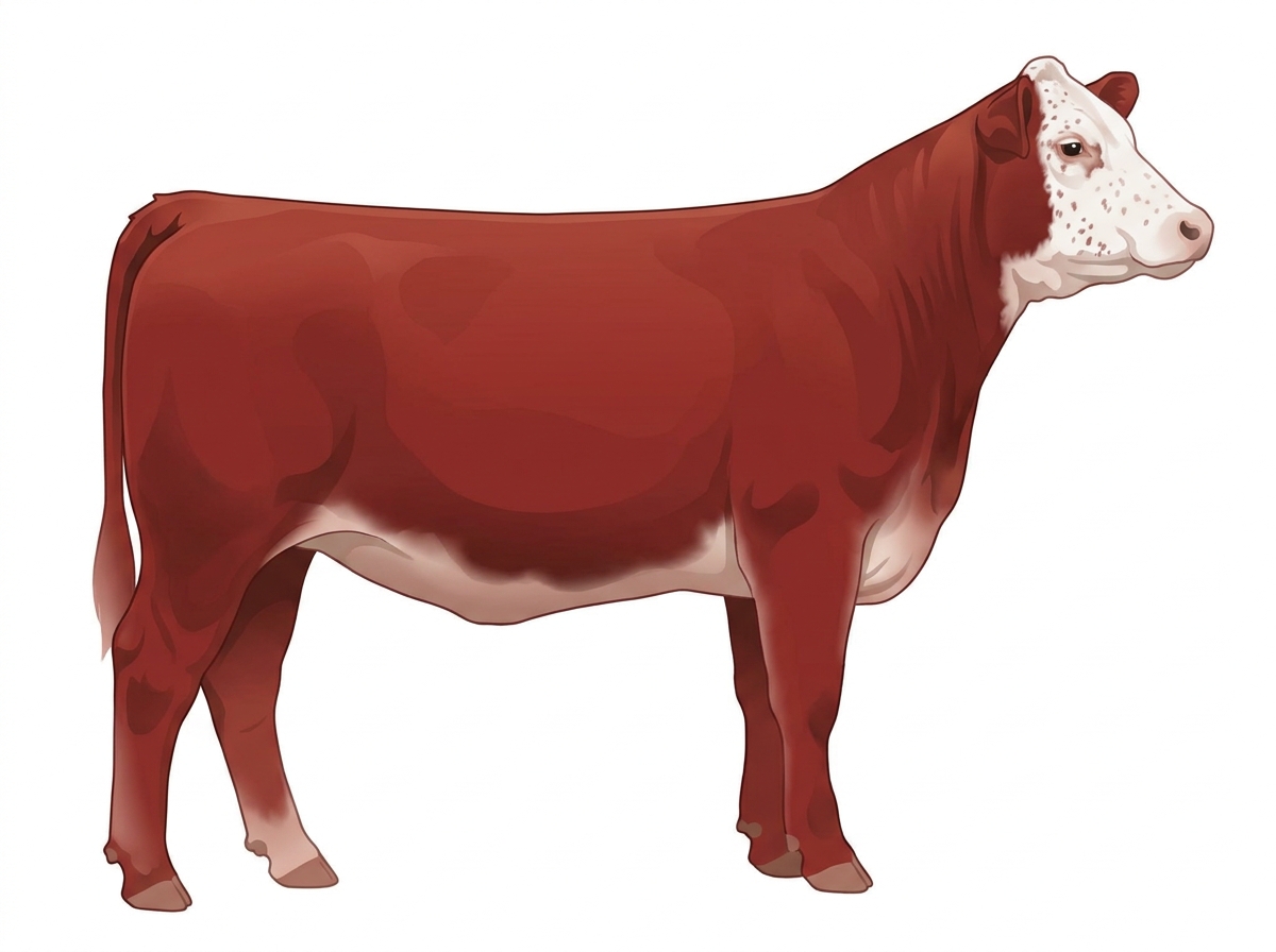 Red with a white face and ticking in the white 1/2 Limousin 1/2 Simmental Heifer