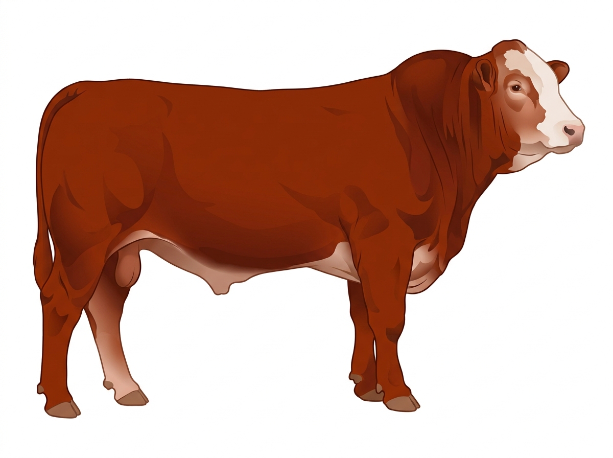 Red with a white face 1/2 Limousin 1/2 Simmental Bull
