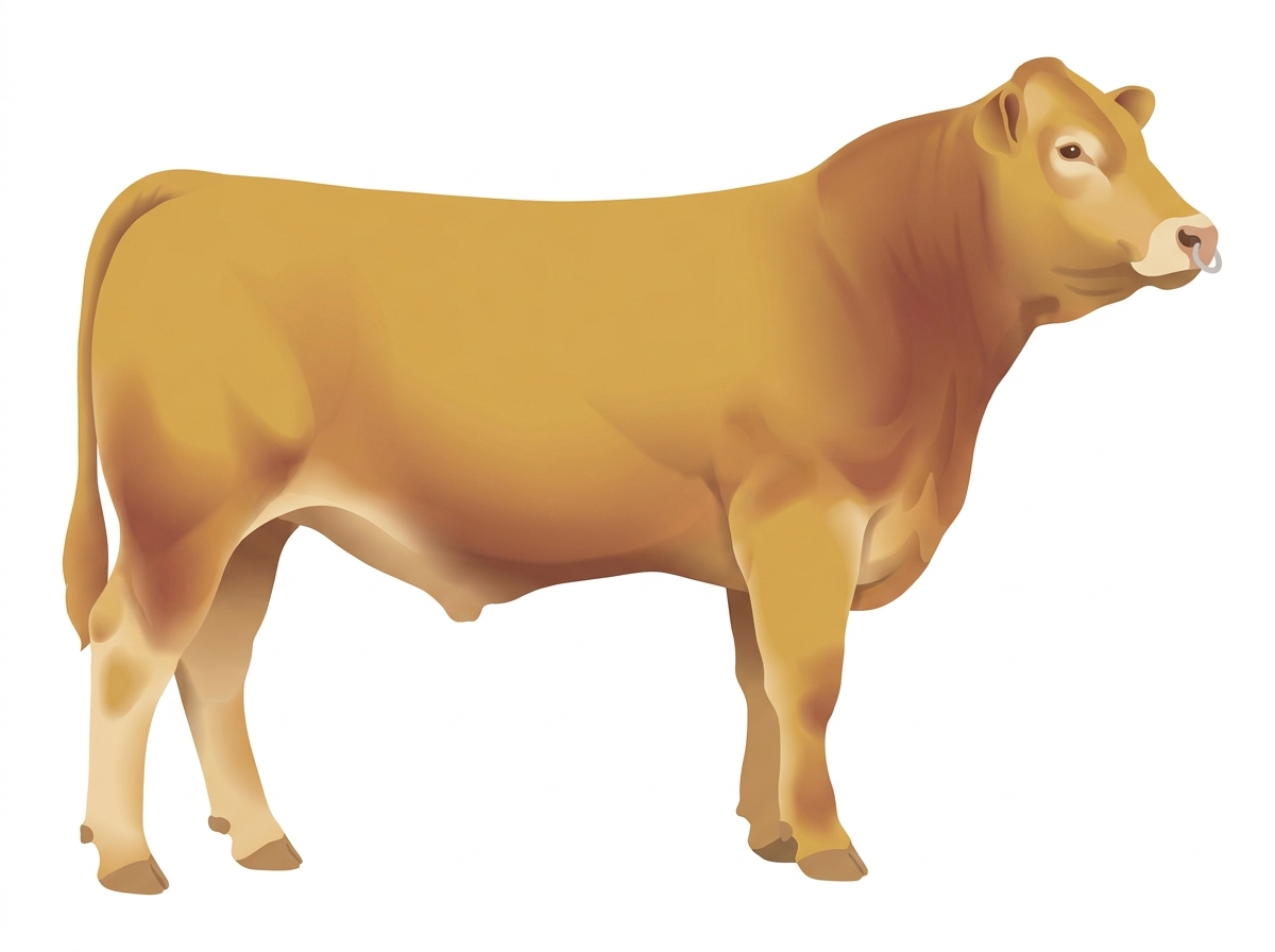 Gold with a pale muzzle ring and lighter underline 1/2 Limousin Cross Steer