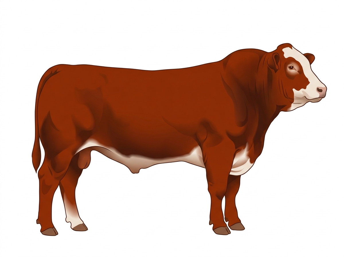 Red with a white face 1/2 Limousin Cross Bull