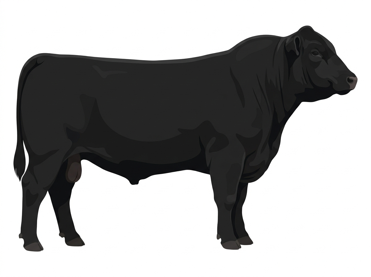 Black 1/2 Red Angus Cross Bull