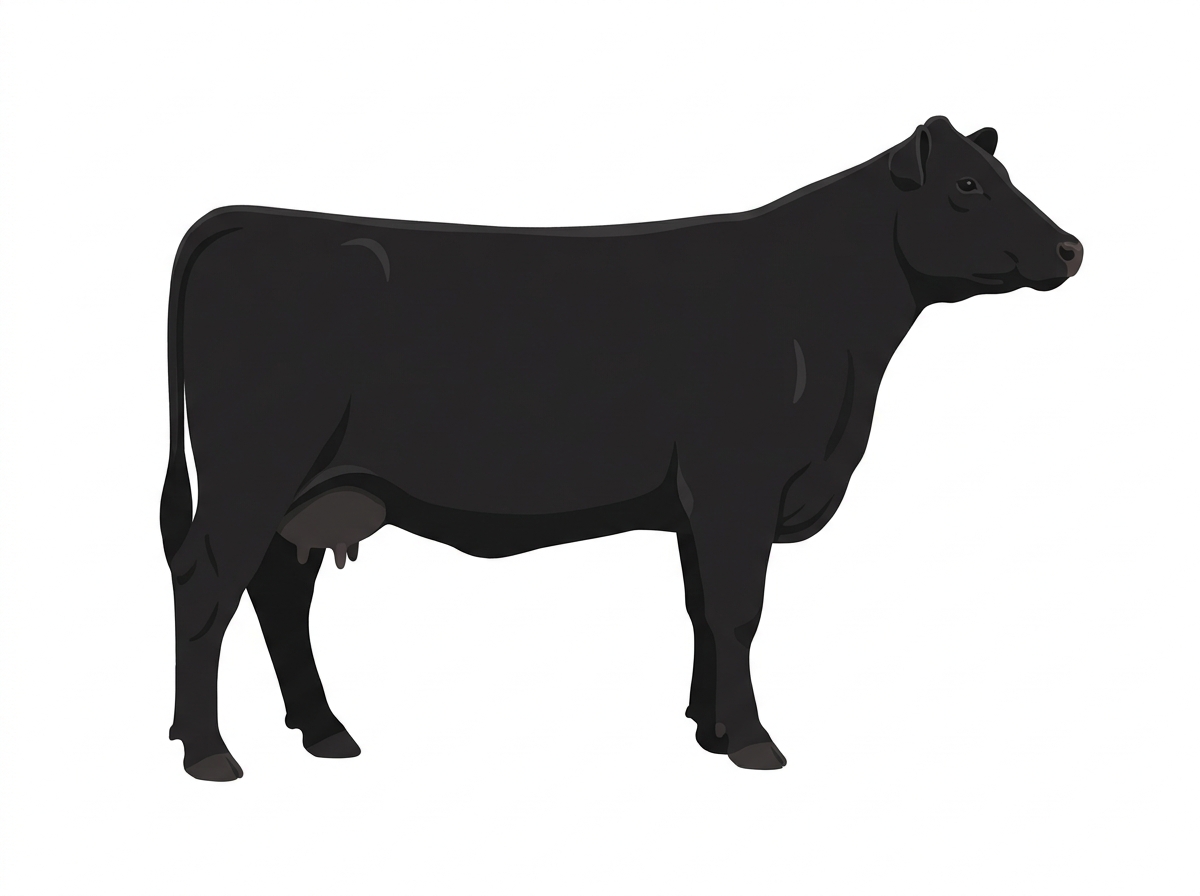 Black 1/2 Red Angus Cross Cow