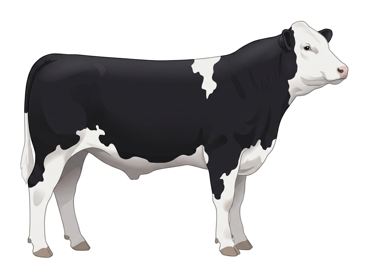 Black with a white face and white spots 1/2 Simmental Cross Steer