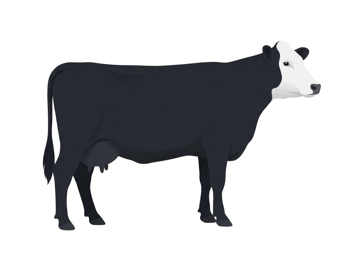 Black with a white face 1/2 Simmental Cross Cow