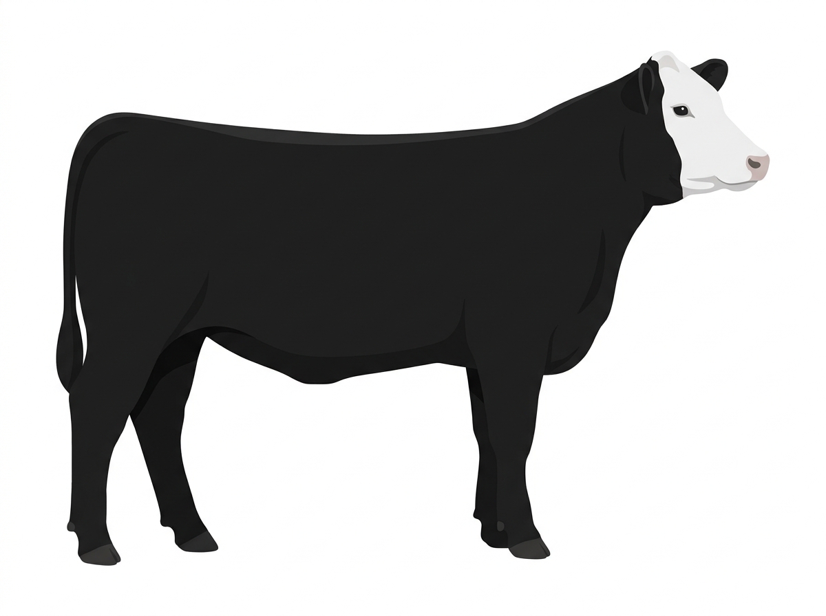 Black with a white face 1/2 Simmental Cross Heifer