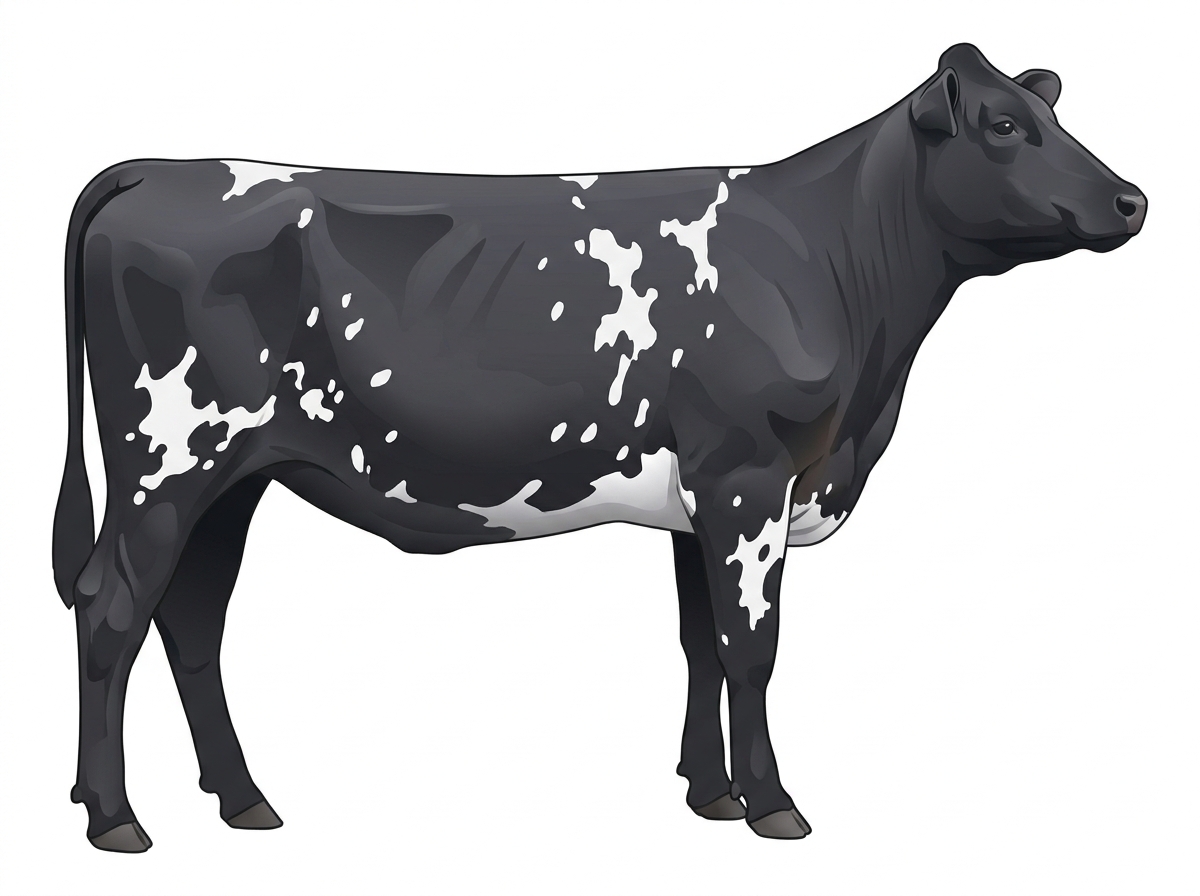 Black with white spots 1/2 Simmental Cross Heifer