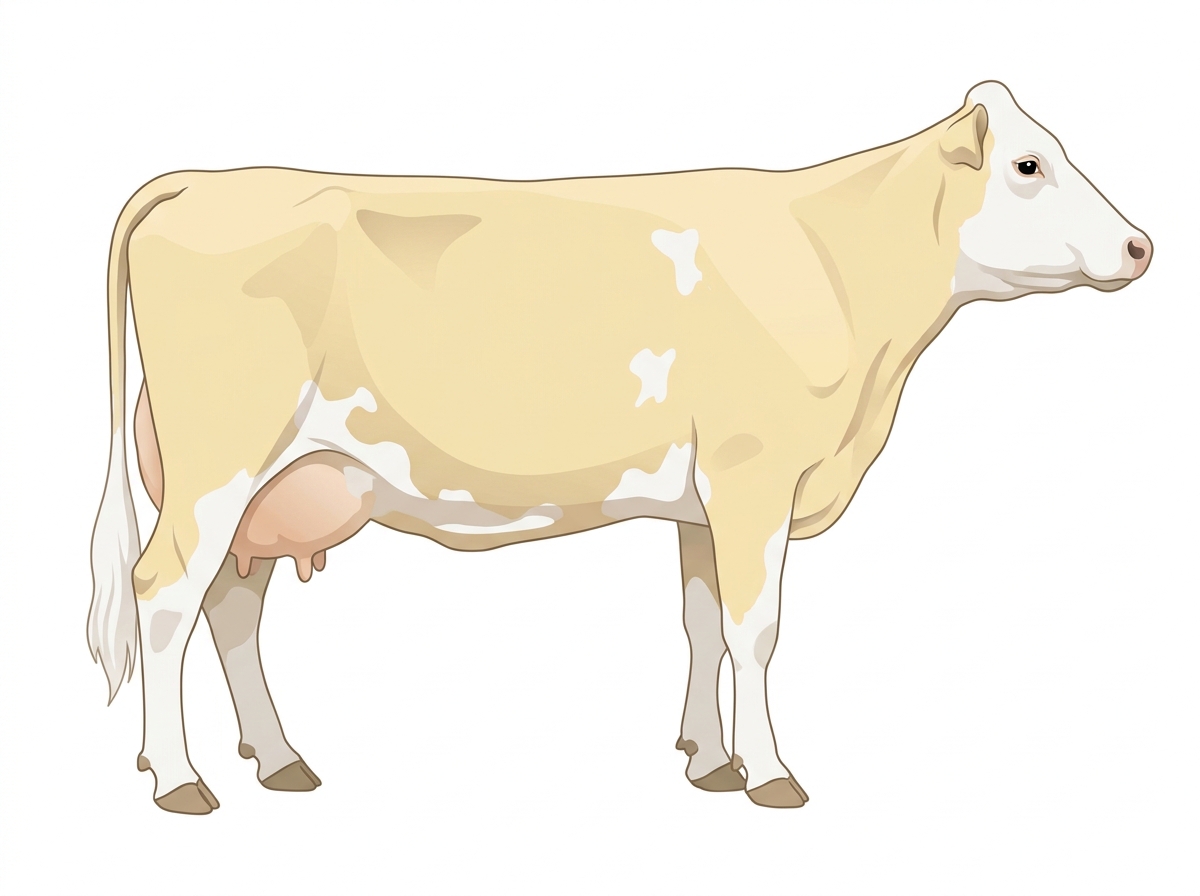 Cream with a white face and a few white spots 1/2 Simmental Cross Cow