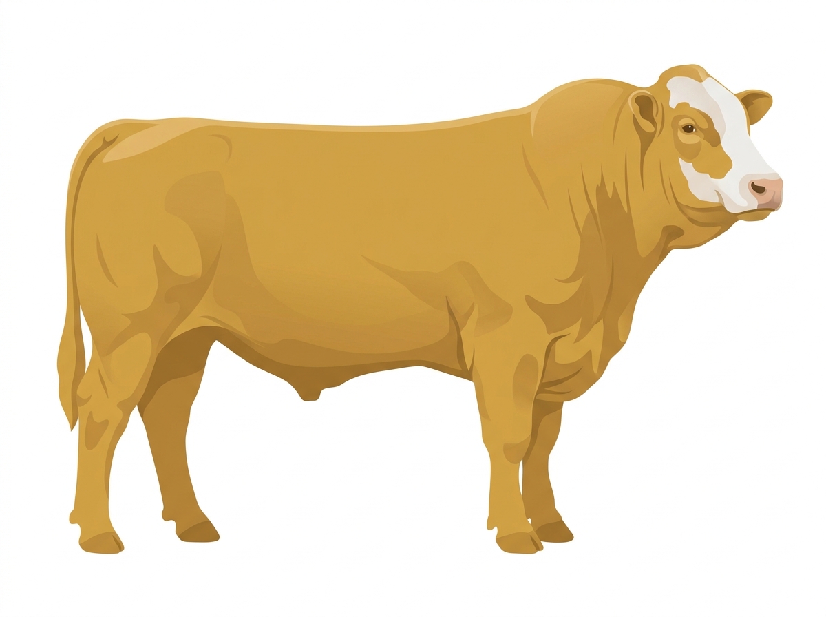 Gold with a partial white face 1/2 Simmental Cross Bull