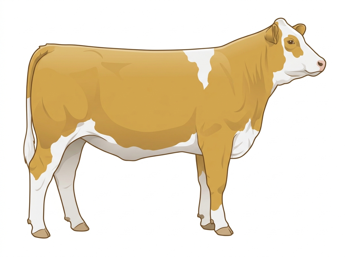 Gold with a partial white face 1/2 Simmental Cross Heifer
