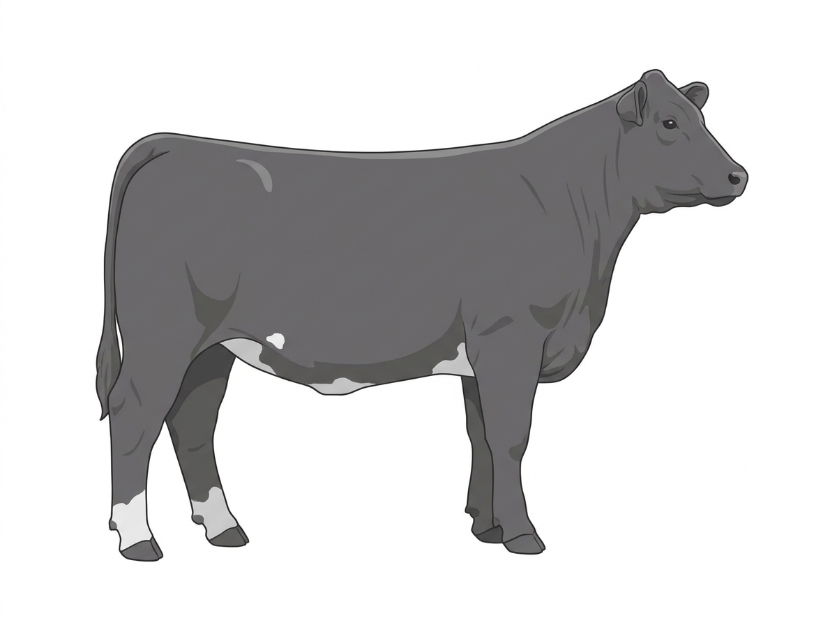 Gray with a few white spots 1/2 Simmental Cross Heifer