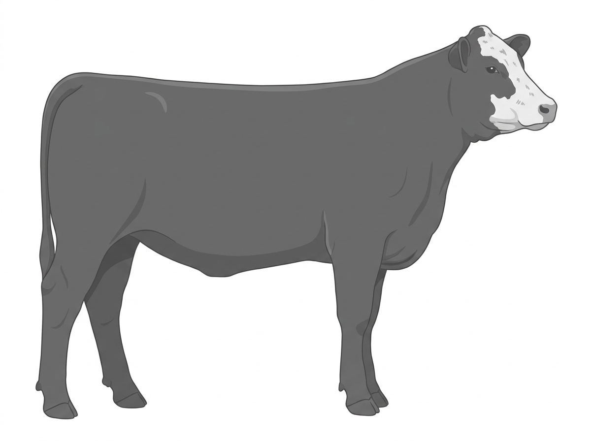Gray with a partial white face and ticking in the white 1/2 Simmental Cross Heifer