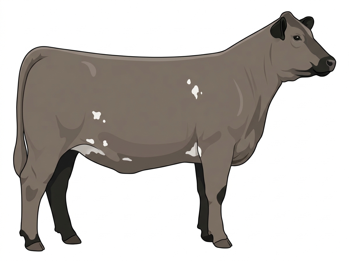 Gray with black points and a few white spots 1/2 Simmental Cross Heifer