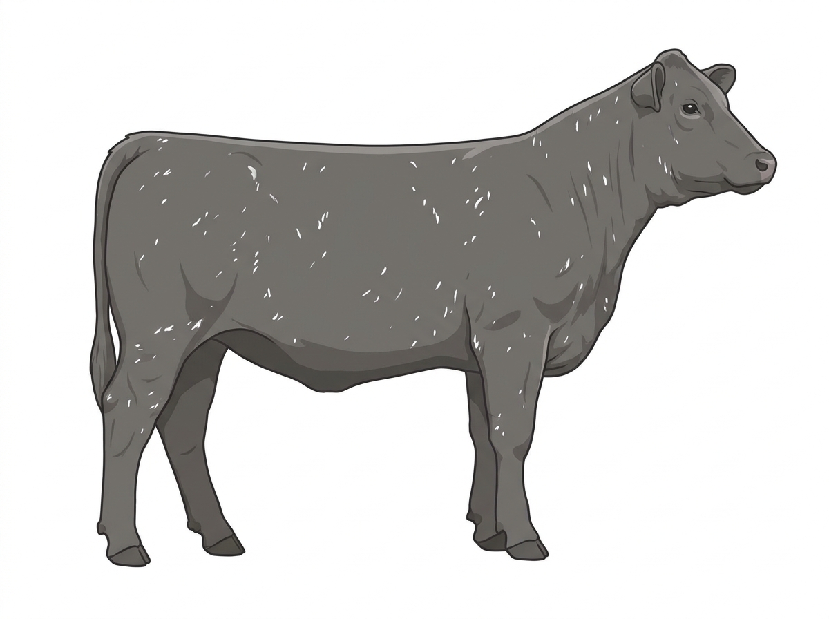 Gray with ticking in the white 1/2 Simmental Cross Heifer