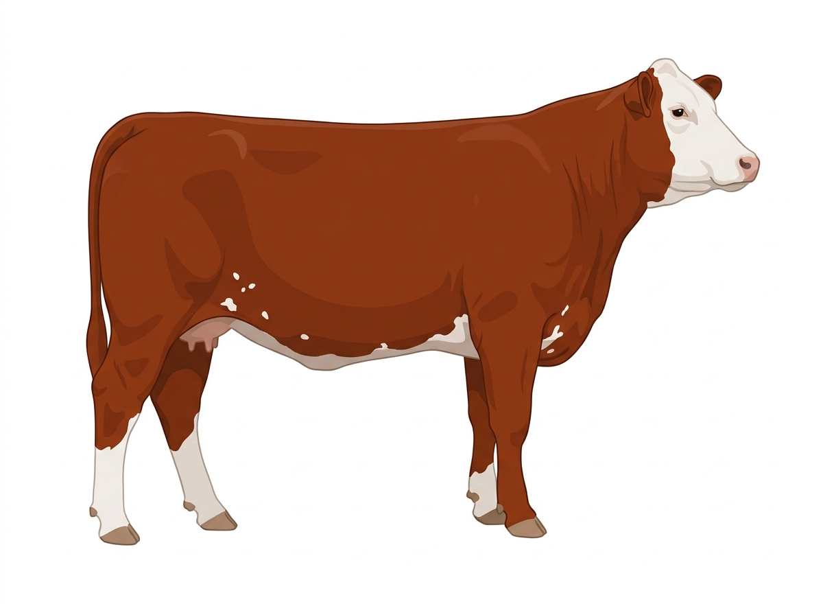 Red with a white face and a few white spots 1/2 Simmental Cross Cow