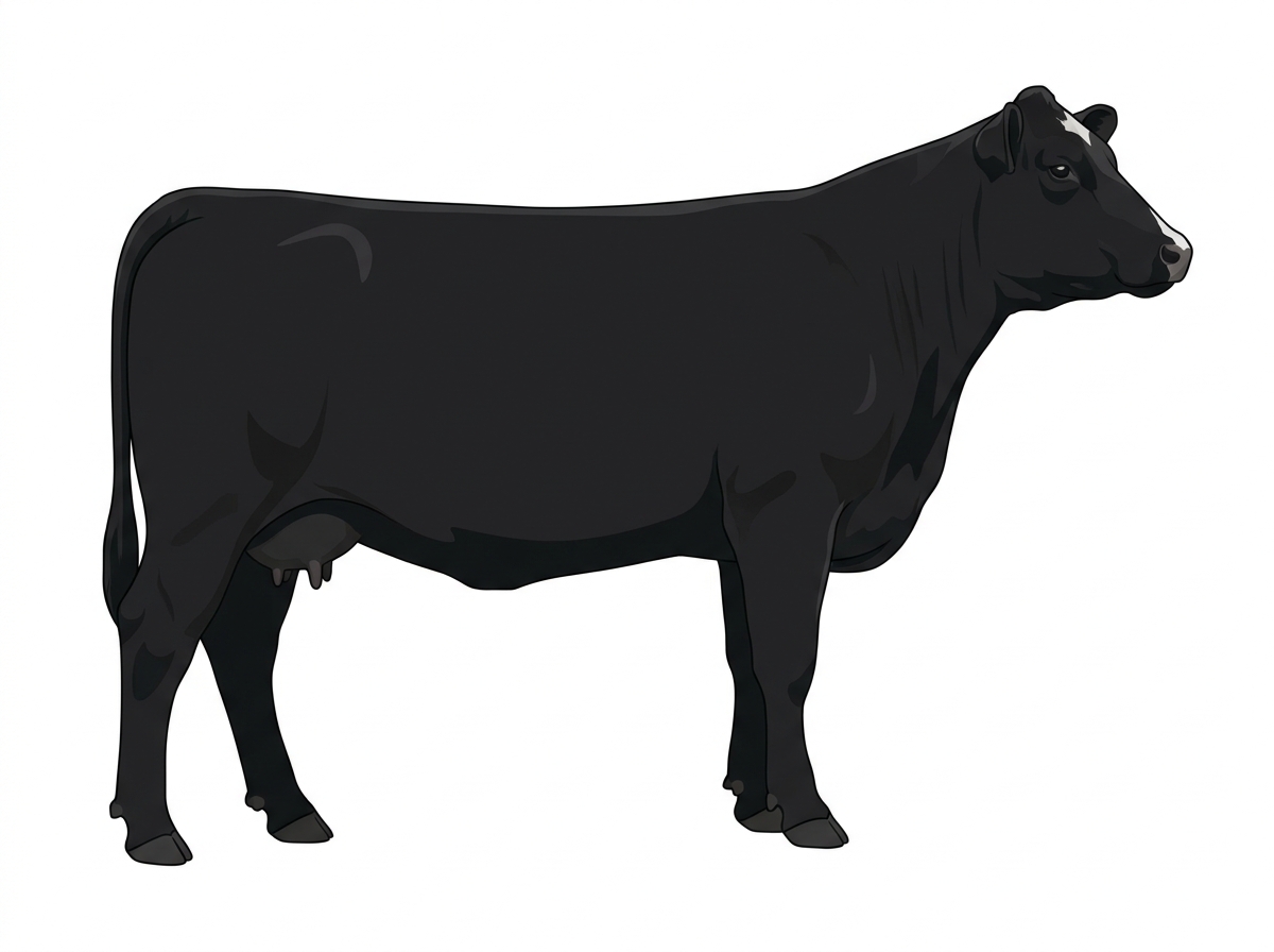 Black with minimal white face markings 13/16 Angus Cross Cow