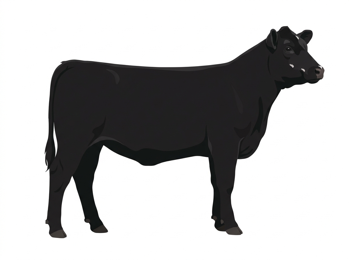 Black with minimal white face markings 13/16 Angus Cross Heifer