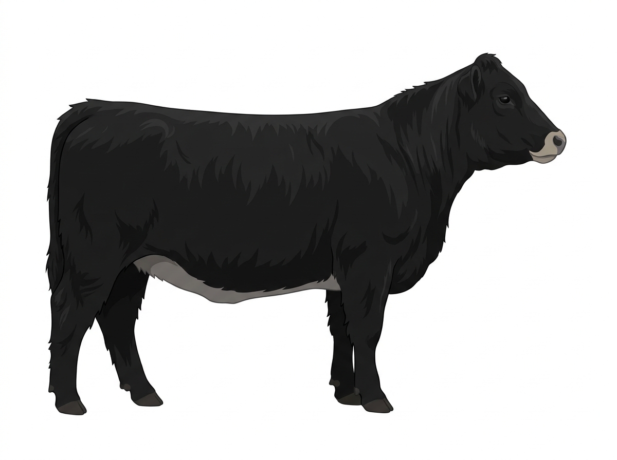 Black with a pale muzzle ring and lighter underline 13/16 Highlander Cross Heifer
