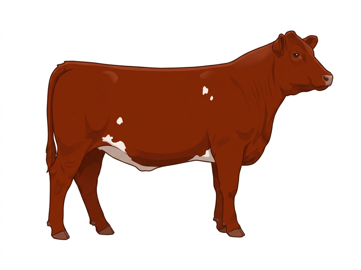 Red with a few white spots 13/16 Maine-Anjou 3/16 Angus Heifer