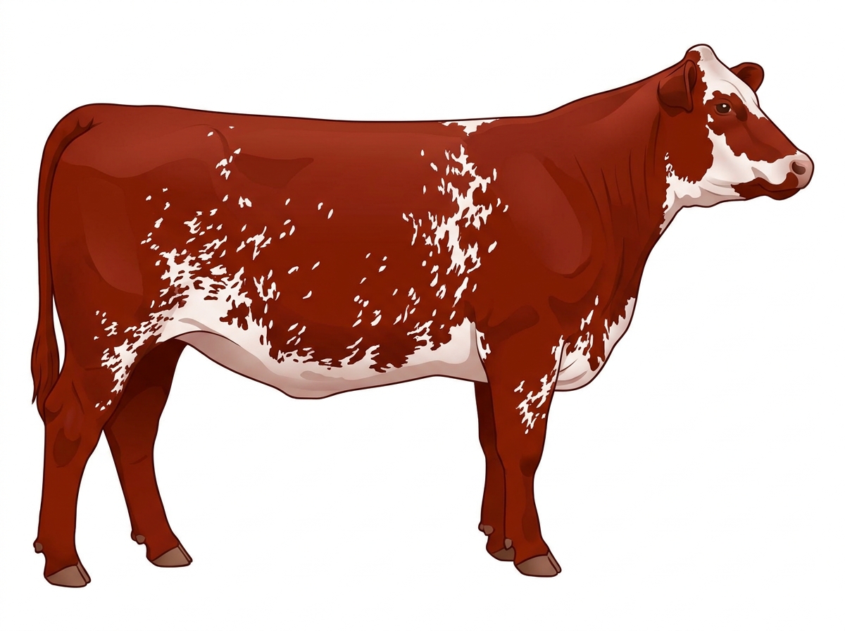 Red with ticking in the white 13/16 Maine-Anjou 3/16 Angus Heifer