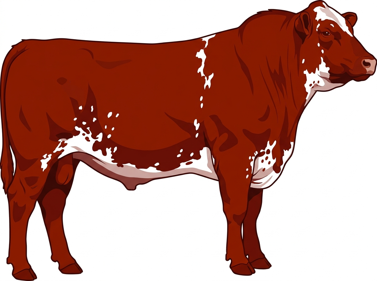 Red with white spots and ticking in the white 13/16 Maine-Anjou 3/16 Angus Bull