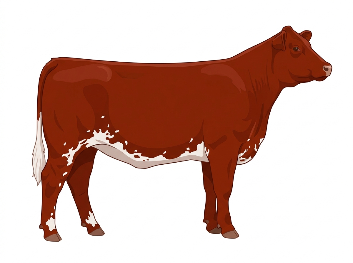 Red with white spots and ticking in the white 13/16 Maine-Anjou 3/16 Angus Heifer