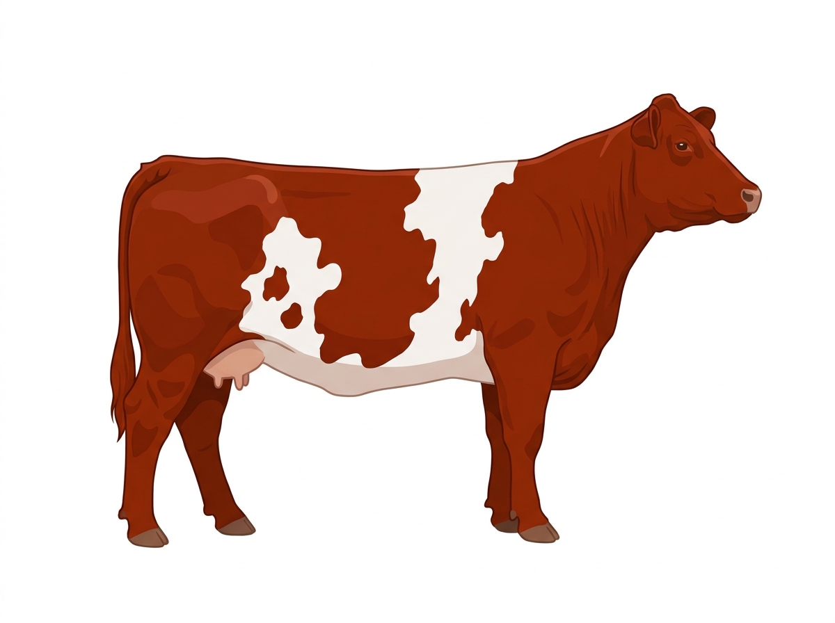 Red with white in large patches 13/16 Maine-Anjou 3/16 Belted Galloway Cow