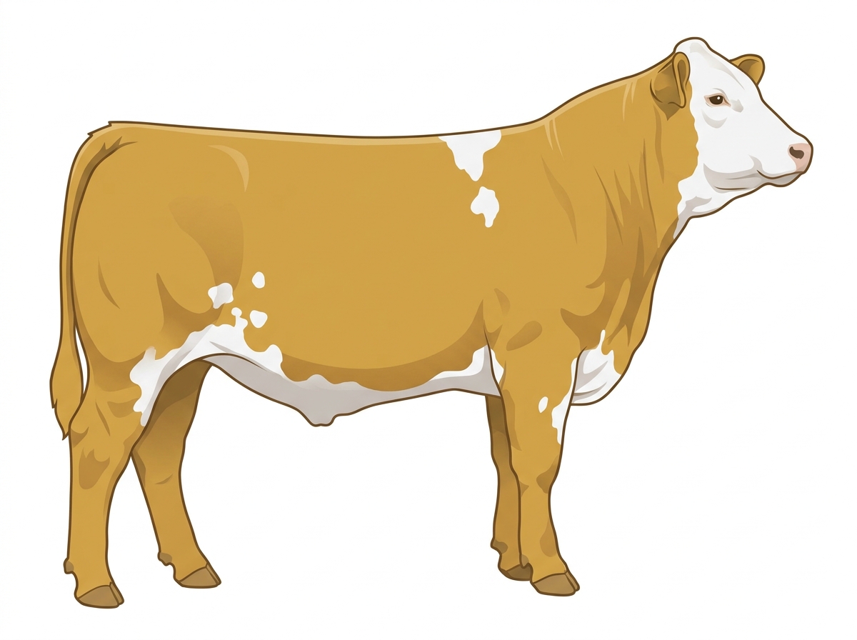 Gold with a white face and white spots 13/16 Simmental Cross Steer