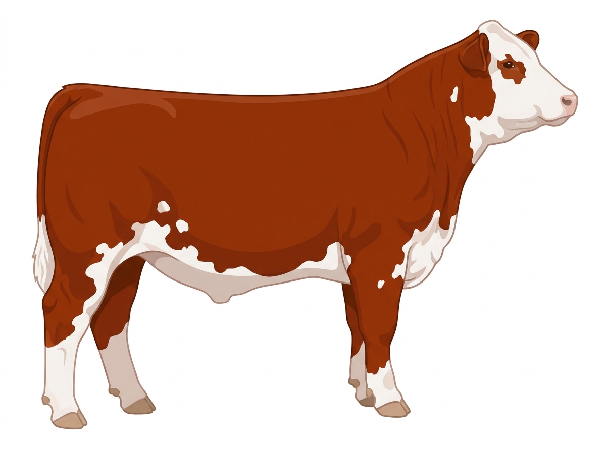 Red with a white face and white spots 13/16 Simmental Cross Steer