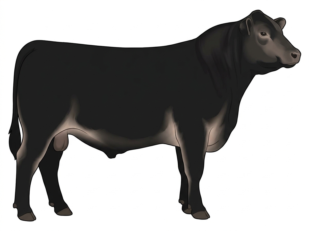Black 3/4 Angus 1/4 Brahman Bull
