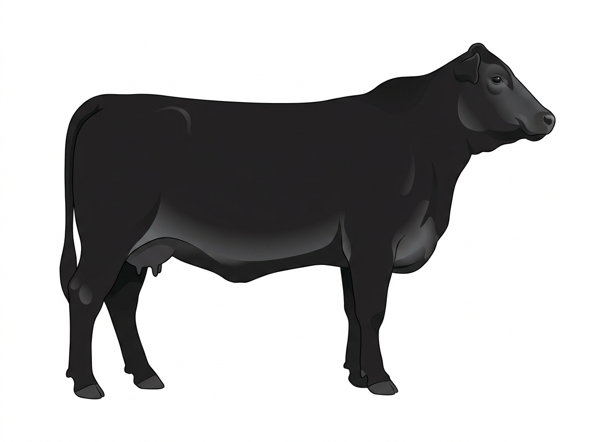 Black 3/4 Brahman 1/4 Angus Cow